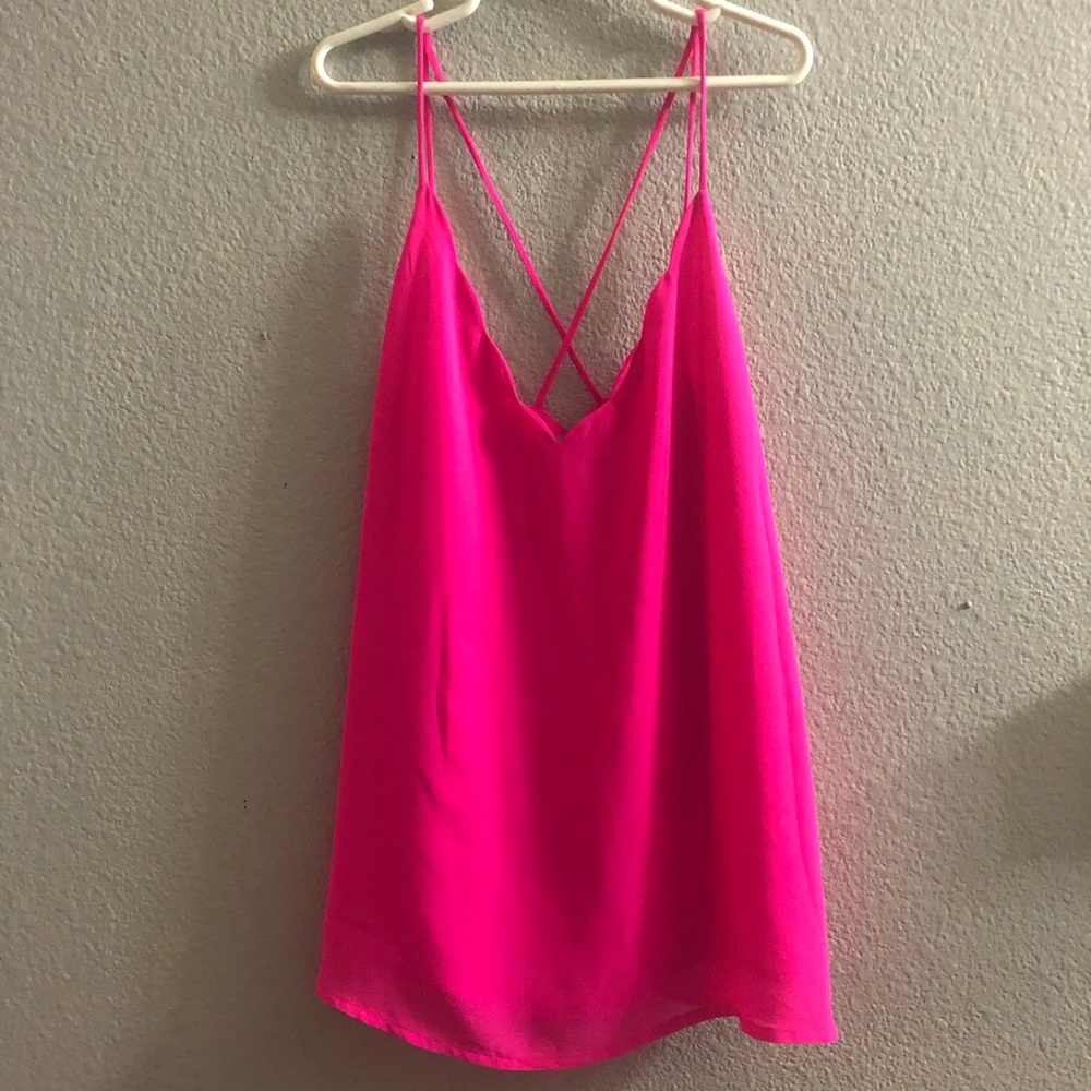 Hot pink spaghetti strap blouse